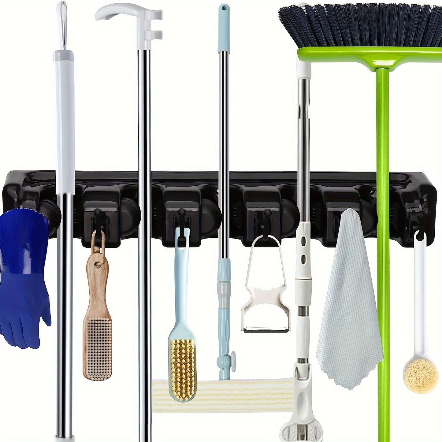 1pc Versatile Magic Mop Rack Broom Rack, Mop Clip, Hanging Hook, Bathroom Hook, Broom Storage Rack, Multiple Colors And Multiple Hooks