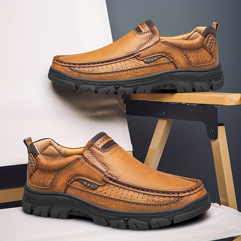 CLOHOO Men's Leather Loafers: Slip-On, Anti-Skid, and Stylish for Versatile All-Season Wear