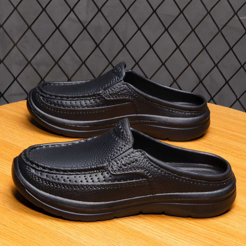 Stylish Men's Faux Leather Slip-Ons: Comfortable, Durable, Anti-Skid for All-Season Indoor/Outdoor Use