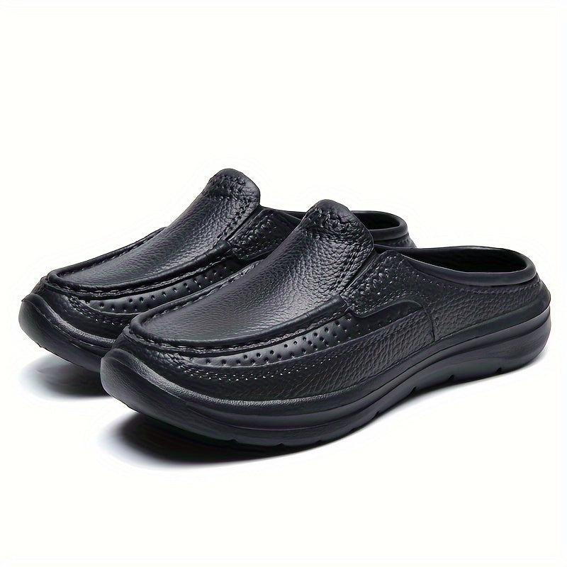 Stylish Men's Faux Leather Slip-Ons: Comfortable, Durable, Anti-Skid for All-Season Indoor/Outdoor Use