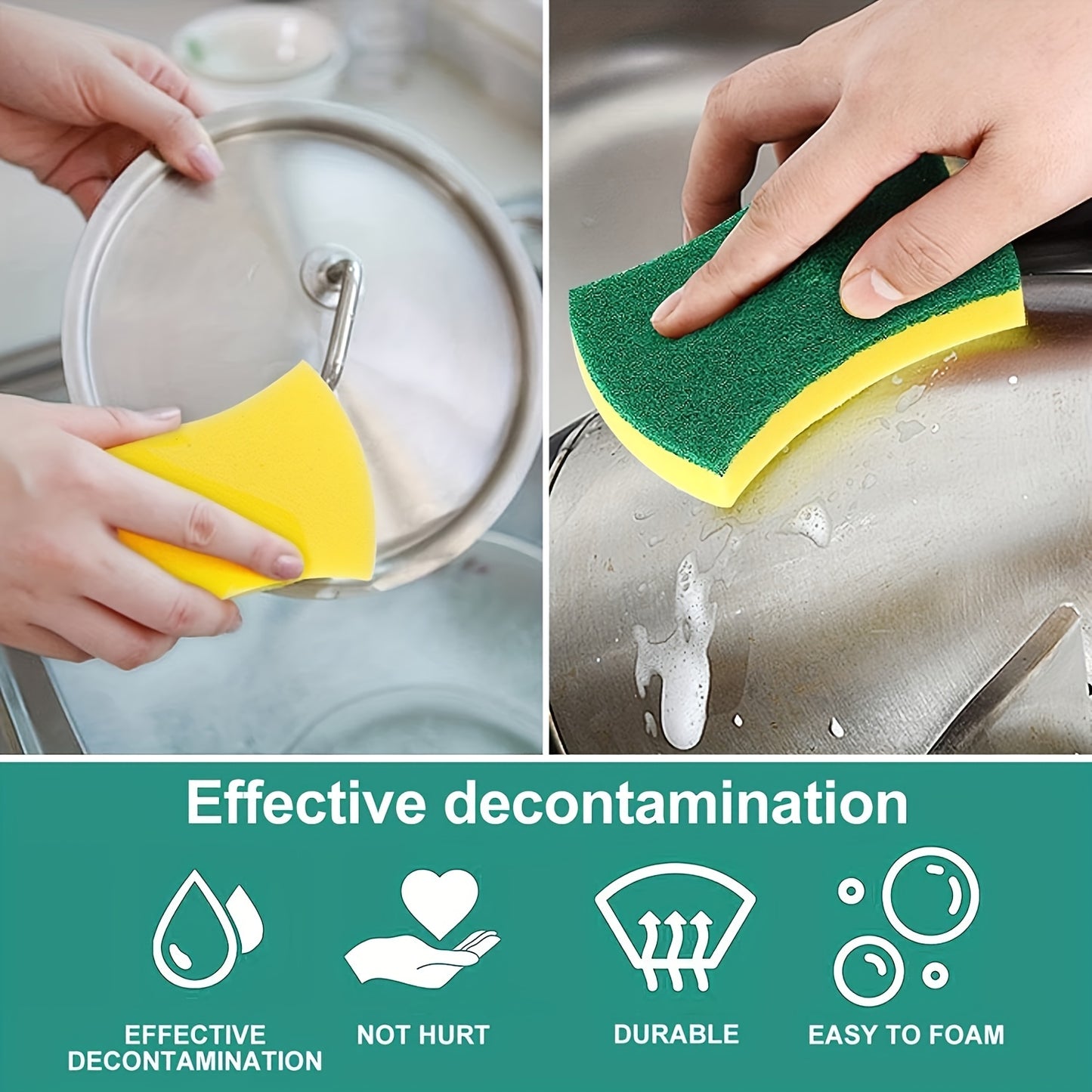 12/24pcs, Cleaning Sponge, Scouring Pad, Square Dish Cloths, Simple Style Dish Towel, Cleaning Cloth For Sink Or Kitchen Stove, Antibacterial Washable Cleaning Brush, Kitchen Stuff, Kitchen Cleaning Gadget