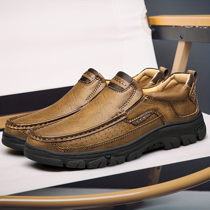 CLOHOO Men's Leather Loafers: Slip-On, Anti-Skid, and Stylish for Versatile All-Season Wear