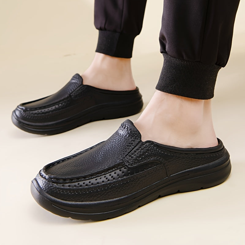 Stylish Men's Faux Leather Slip-Ons: Comfortable, Durable, Anti-Skid for All-Season Indoor/Outdoor Use