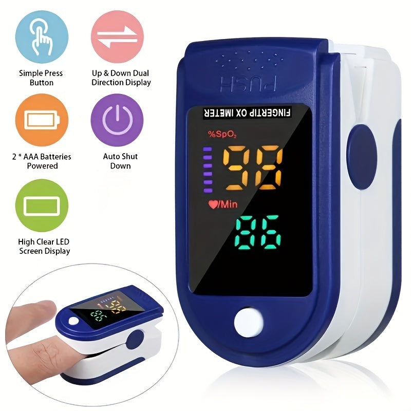 Oximeter Finger Clip Type Household Blood Oxygen Saturation Finger Pulse Heart Rate Detection Oximeter (Battery Not Included)