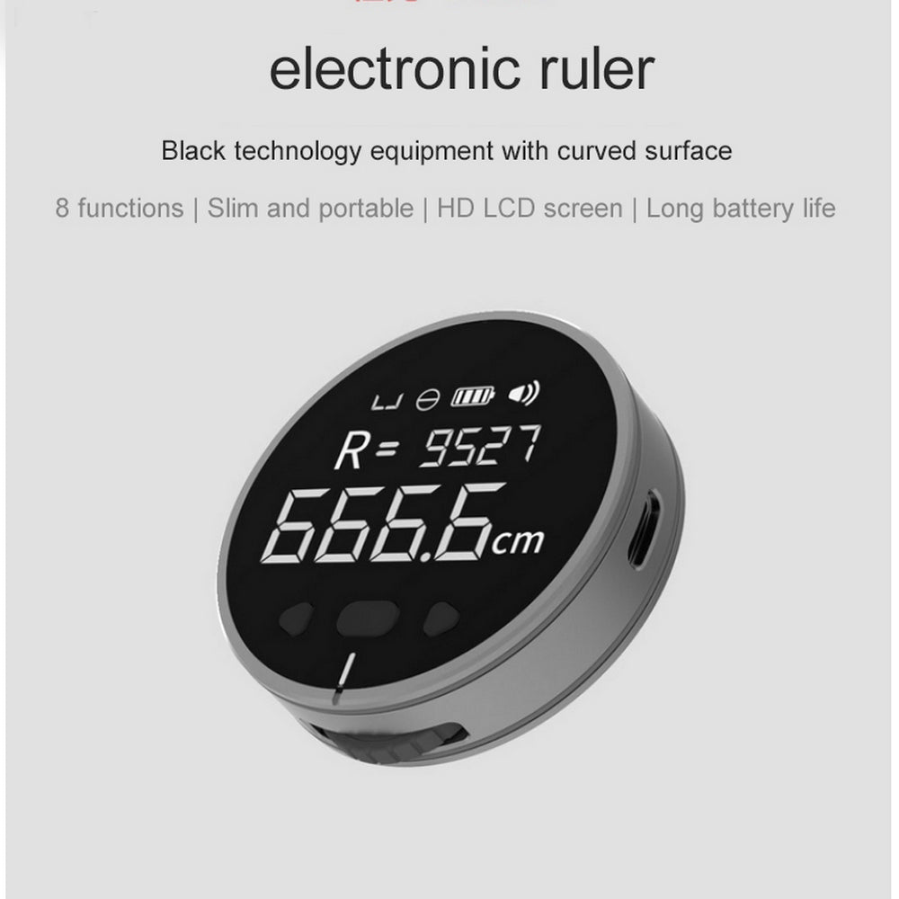 Portable Electronic Measuring Ruler - 99m Distance, LCD Display, 8 Functions - Lightweight & Compact