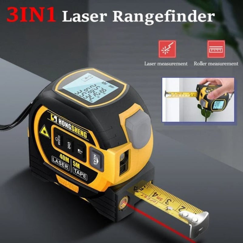 1pc 131FT/197FT 3 In 1 Infrared Laser Tape Without Battery, Digital Display, Measuring Tool