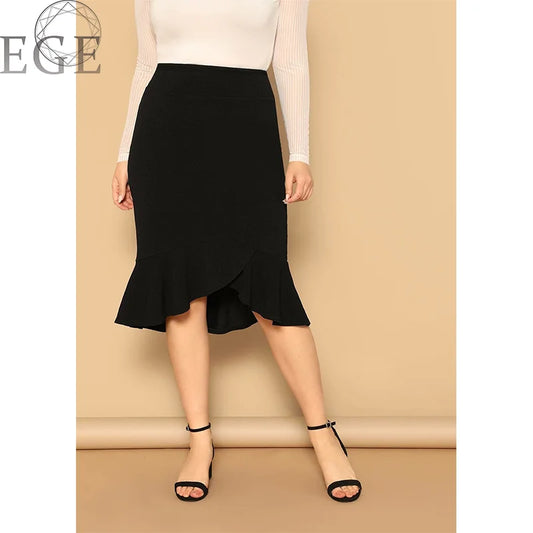 2023 Plus Size Spring Summer Skirts Elegant Plus Size Ruffle Commuter Plus Size 4xl 5xl Skirts Women Covering Hips