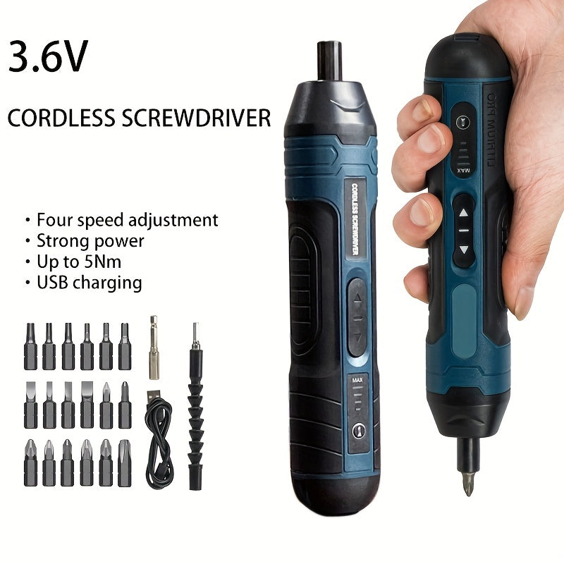 1 Set 3.6V Lithium Cordless Screwdriver Cordless, Electric Screwdriver Set, Power Screwdriver, 4 Torque Setting